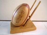 rugby ball in wood